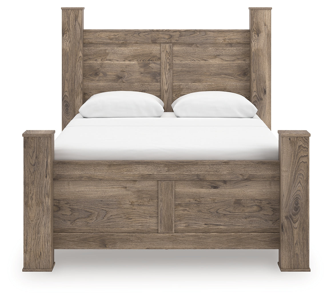 Rusticott Brown Queen Poster Bed, head-on front view
