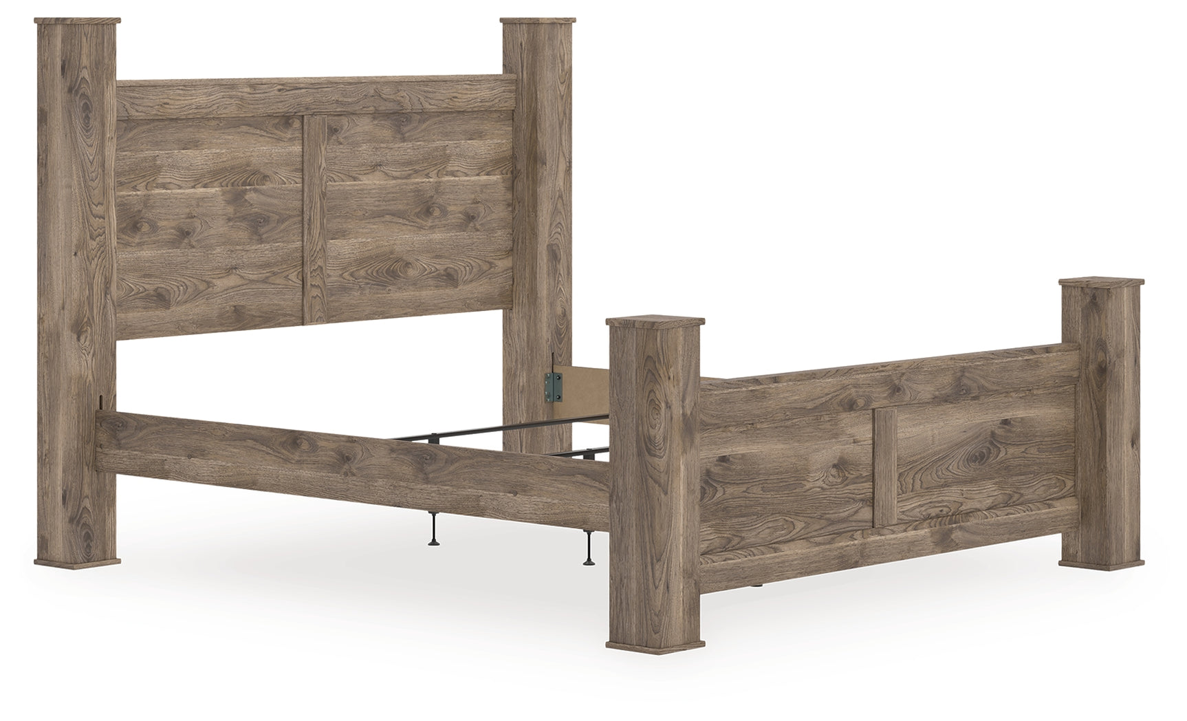 Rusticott Brown King Poster Bed angled front view