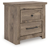 Rusticott Brown Nightstand angled view with drawers open