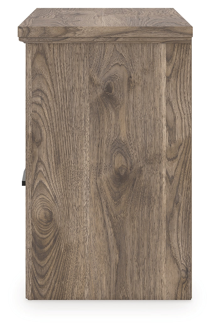 Rusticott Brown Nightstand top view highlighting finish
