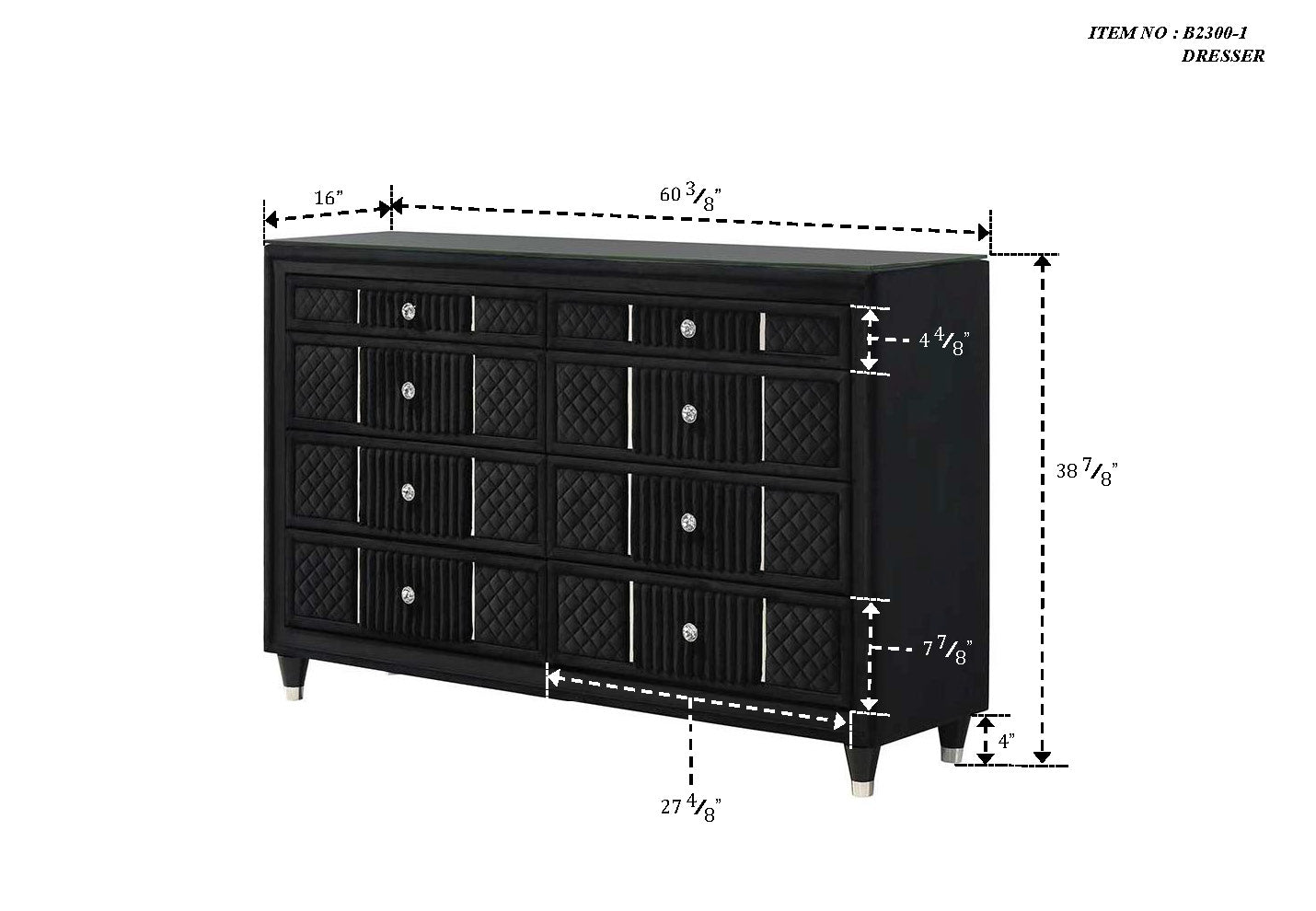 Main view of Armany Black Upholstered Wingback Panel Bedroom Set bed