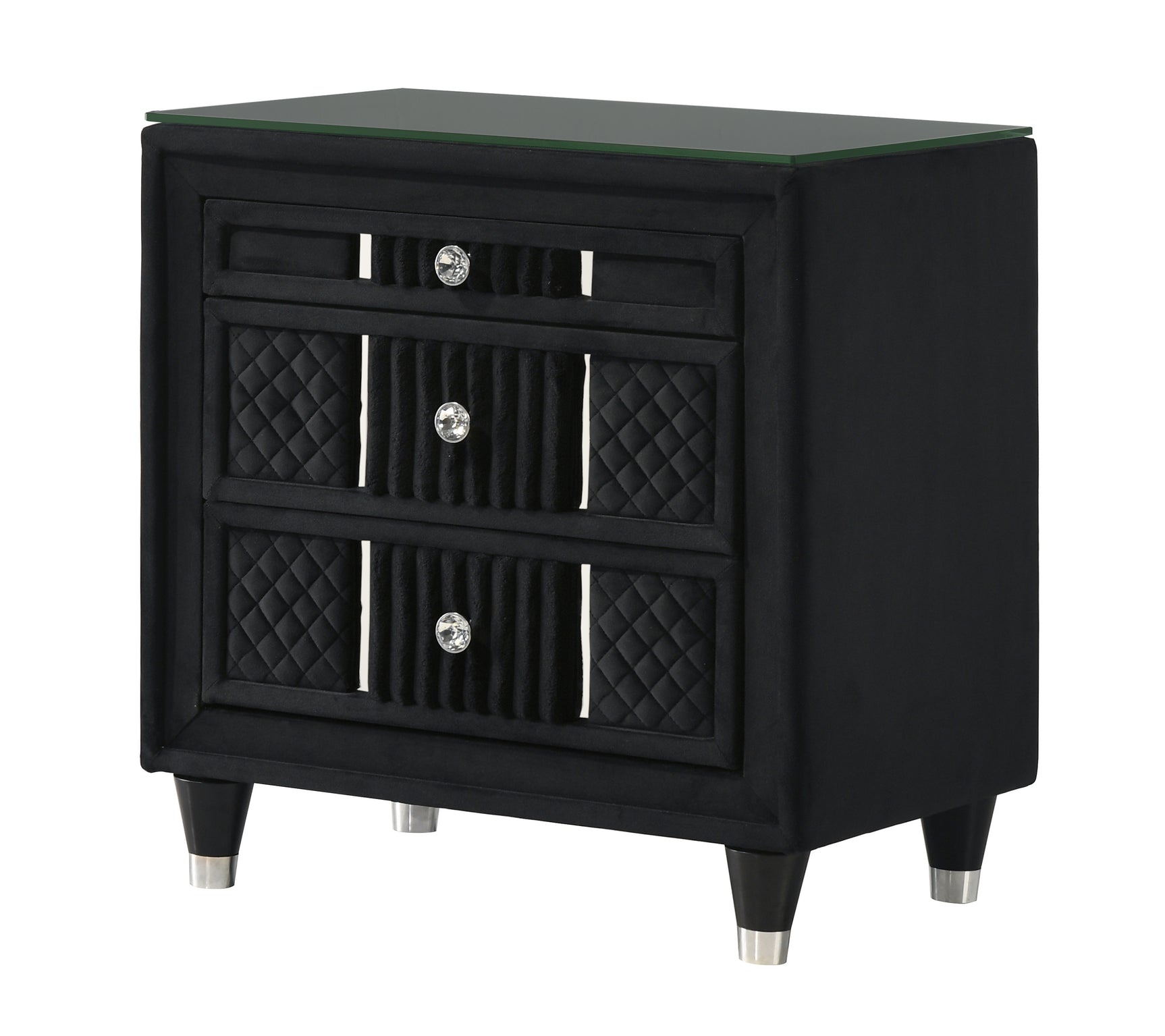 Bedroom display of Armany Black Upholstered Wingback Panel Bedroom Set bed