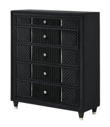 Bedroom setting with Armany Black Upholstered Wingback Panel Bedroom Set bed