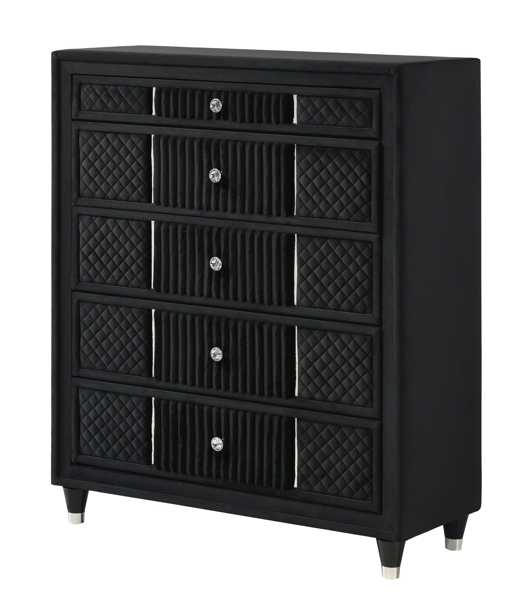 Bedroom setting with Armany Black Upholstered Wingback Panel Bedroom Set bed