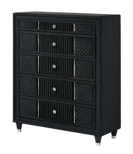 Bedroom setting with Armany Black Upholstered Wingback Panel Bedroom Set bed