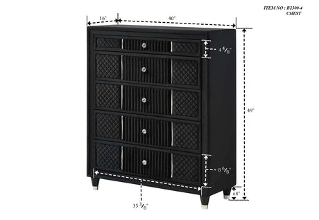 Main detailed view of bed upholstery in Armany Black Wingback Panel Set