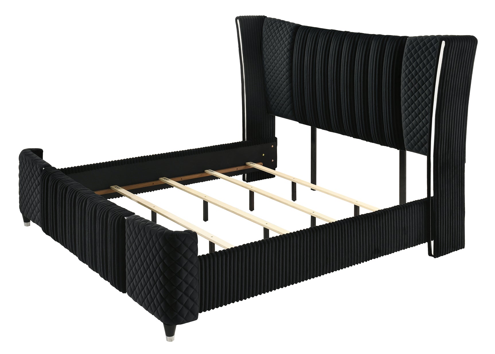 Armany Black Upholstered Wingback Panel Bedroom Set main view bed