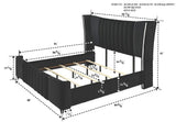 Side view of Armany Black Upholstered Wingback Panel Bedroom Set bed