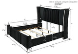 Bedroom view showing Armany Black Upholstered Wingback Panel Bedroom Set bed