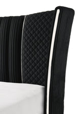 Side presentation of Armany Black Upholstered Wingback Panel bed
