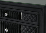 Bedroom overview displaying Armany Black Upholstered Wingback Panel Set bed