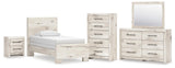 Lawroy Light Natural Panel Bedroom Set — Twin / 5: Bed, Dresser, Mirror, Nightstand, Chest