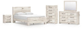 Lawroy Light Natural Panel Bedroom Set — Queen / 5: Bed, Dresser, Mirror, Nightstand, Chest