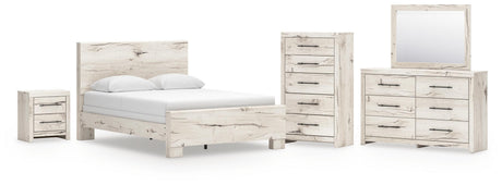 Lawroy Light Natural Panel Bedroom Set — Queen / 5: Bed, Dresser, Mirror, Nightstand, Chest