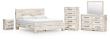 Lawroy Light Natural Panel Bedroom Set — King / 5: Bed, Dresser, Mirror, Nightstand, Chest