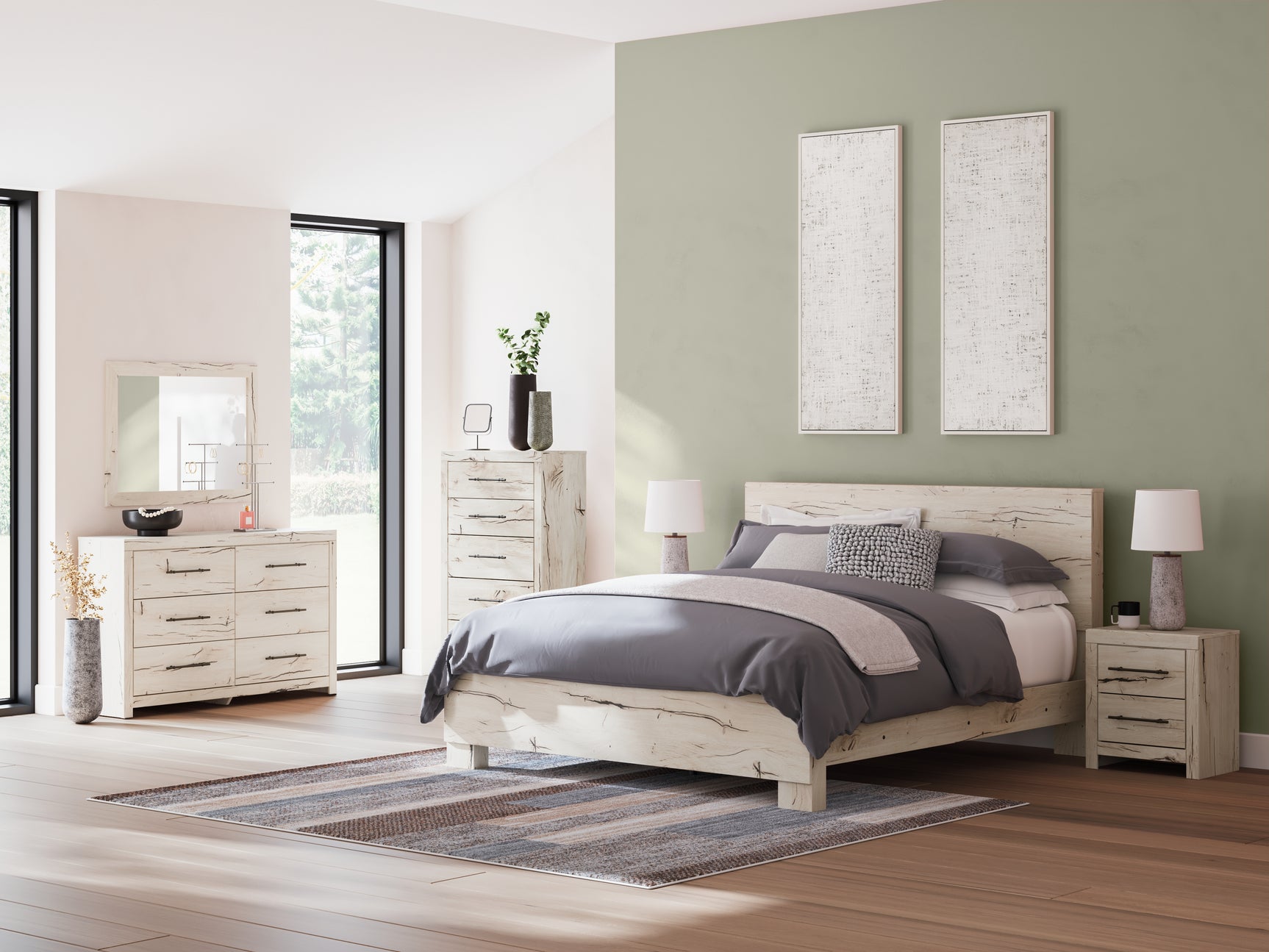 Lawroy King Panel Bed mattress display
