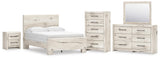 Lawroy Light Natural Panel Bedroom Set — Full / 5: Bed, Dresser, Mirror, Nightstand, Chest