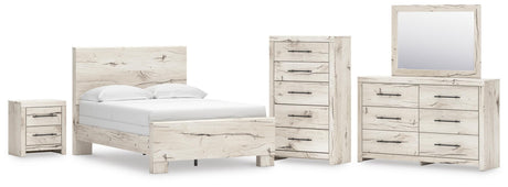 Lawroy Light Natural Panel Bedroom Set — Full / 5: Bed, Dresser, Mirror, Nightstand, Chest