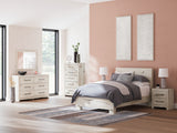 Rustic white finish detail of Lawroy bed frame