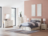Lawroy Light Natural Full Panel Storage Bed in light natural oak finish