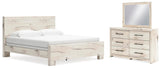 Lawroy Light Natural Panel Bedroom Set — King / 3: Bed, Dresser, Mirror