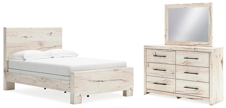 Lawroy Light Natural Panel Bedroom Set — Full / 3: Bed, Dresser, Mirror