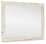Angle view of Lawroy Bedroom Mirror with reclaimed oak grain texture