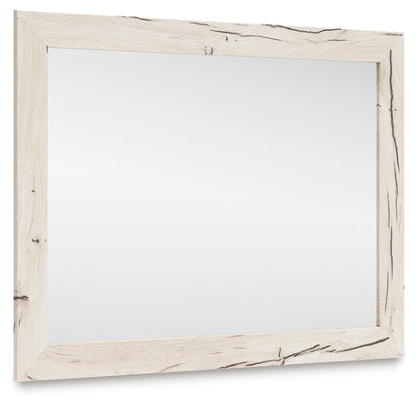 Angle view of Lawroy Bedroom Mirror with reclaimed oak grain texture