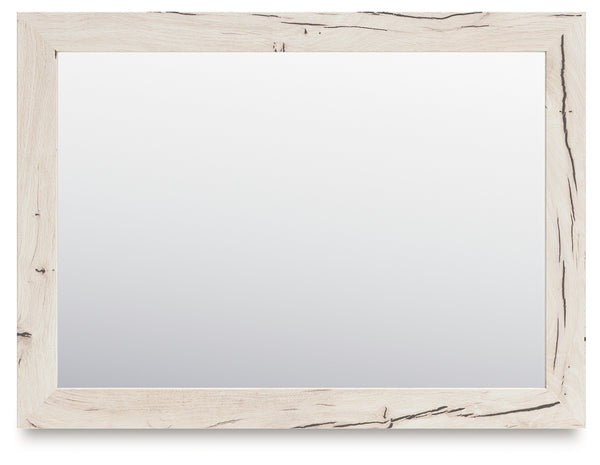 Lawroy Bedroom Mirror front view showing light natural rustic white finish