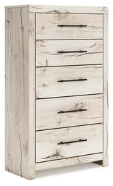 Lawroy chest of drawers angled view showing 5 drawers
