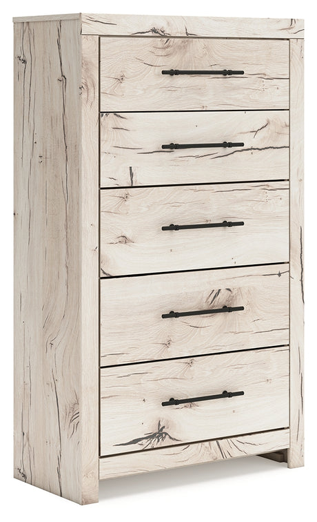 Lawroy chest of drawers angled view showing 5 drawers