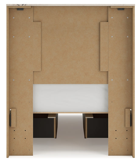 Lawroy twin panel bed in light natural finish with storage drawers