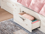 Lawroy twin panel bed in light natural finish with storage drawers