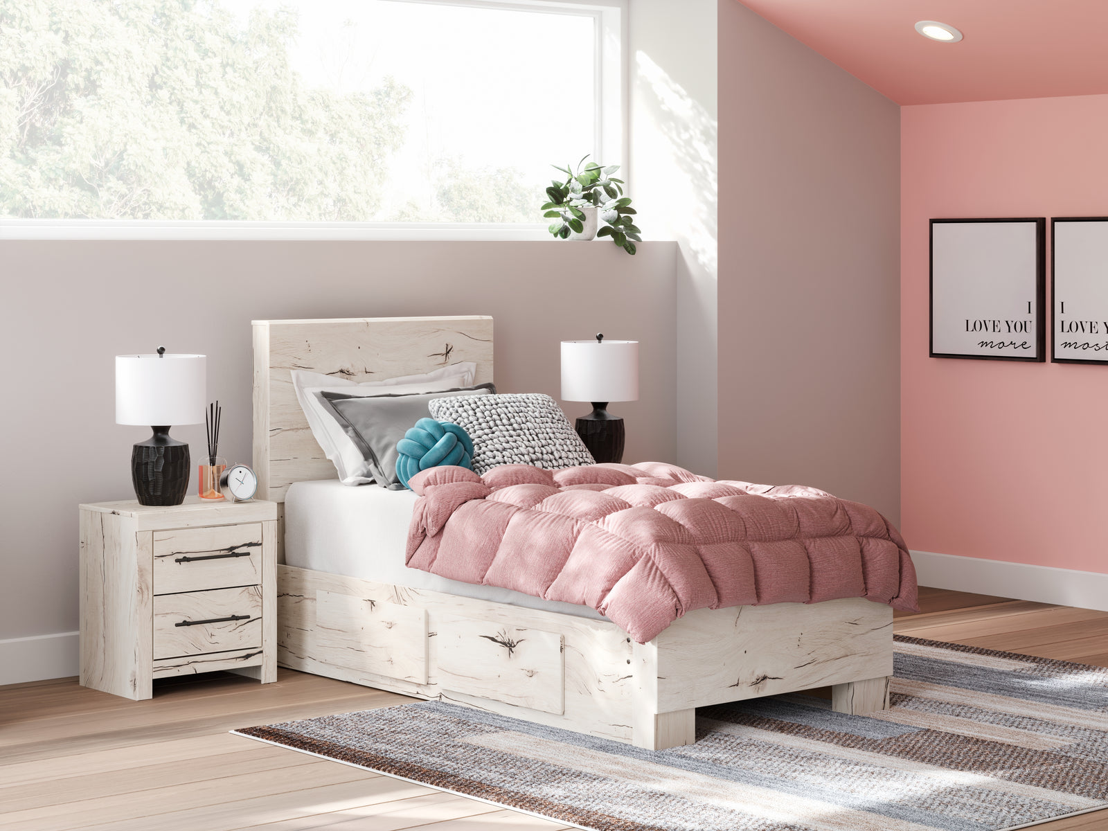Lawroy Light Natural Twin Panel Bed With Storage