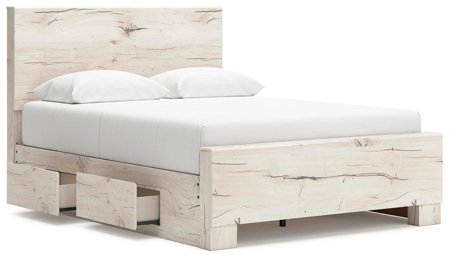 Lawroy Light Natural Full Panel Bed with Storage angled view