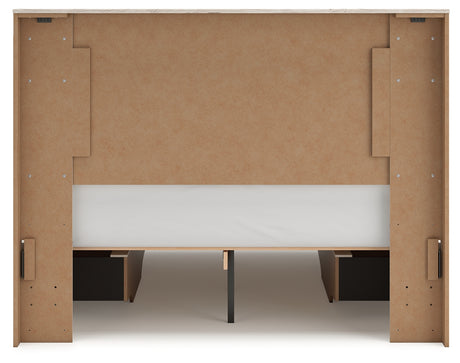 Lawroy Light Natural Queen Panel Bed angled view