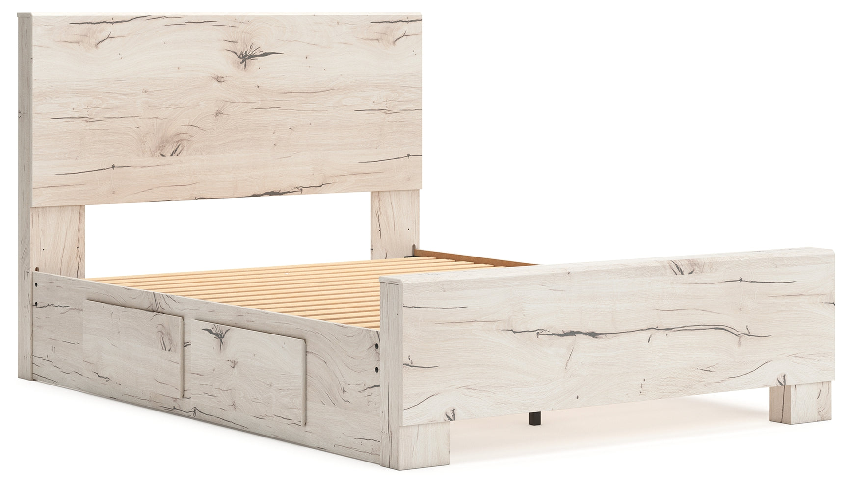 Lawroy Light Natural Queen Panel Bed angled view