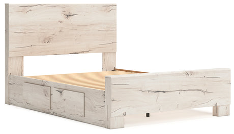 Lawroy Light Natural Queen Panel Bed angled view