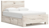 Lawroy Light Natural Queen Panel Bed angled view