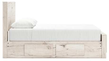 Lawroy Light Natural Queen Panel Bed angled view