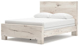 Side view of panel bed rails on Lawroy Queen Bed