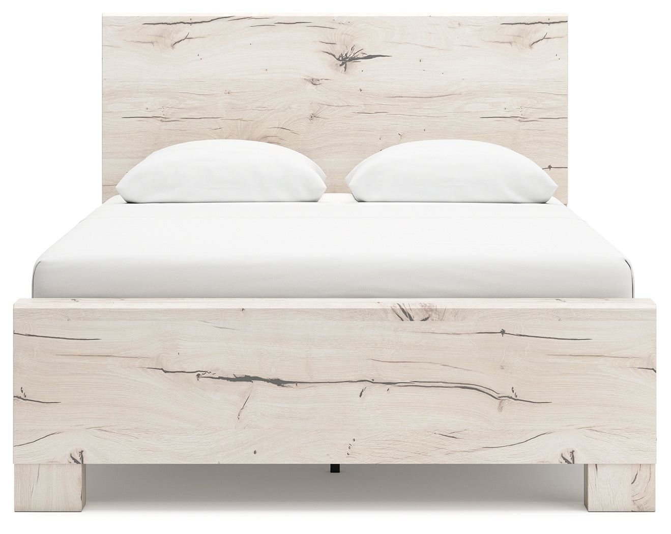 Back view of Lawroy Light Natural Queen Panel Bed