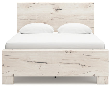 Back view of Lawroy Light Natural Queen Panel Bed