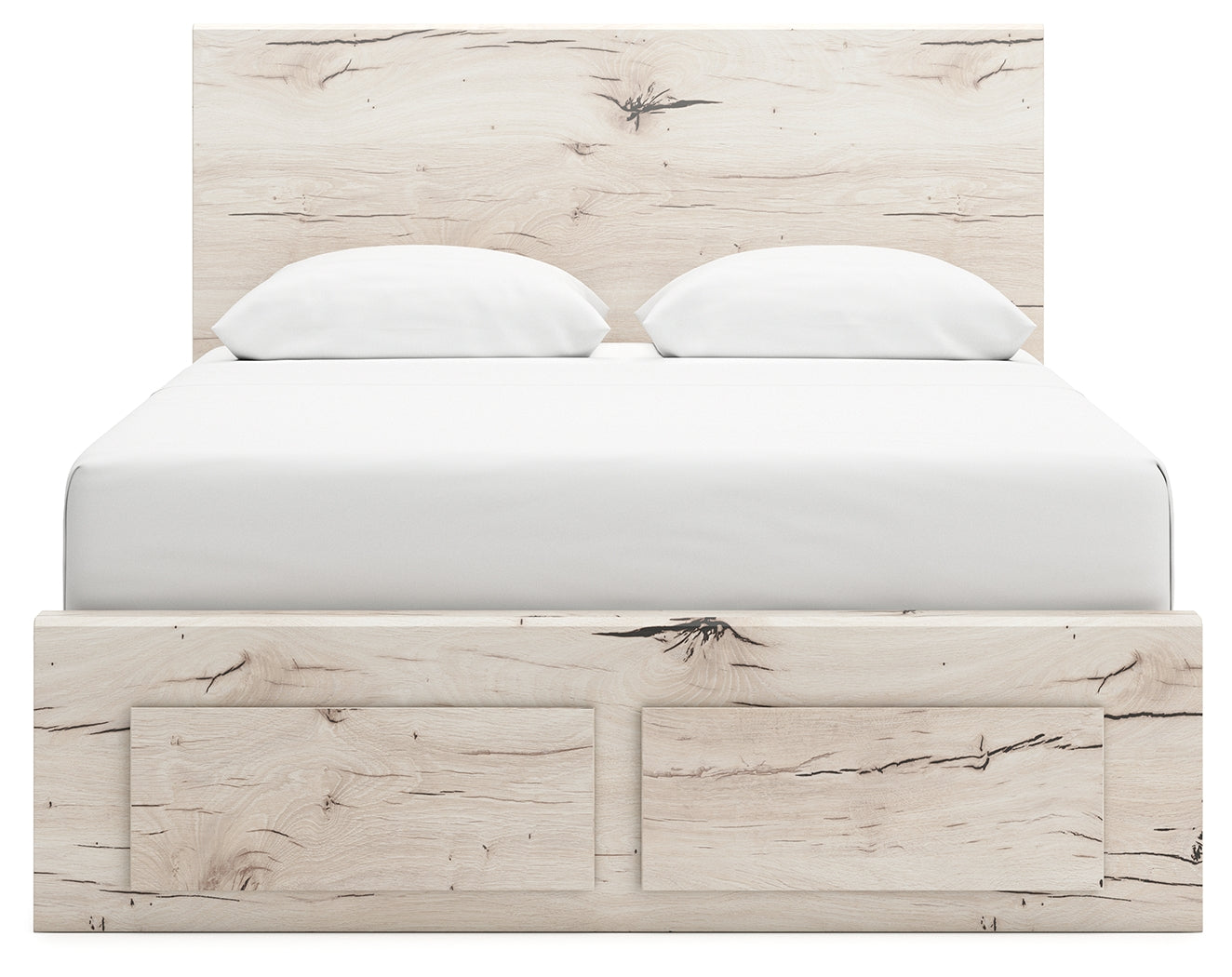 Lawroy queen panel storage bed in rustic white finish