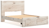 Lawroy queen panel storage bed in rustic white finish