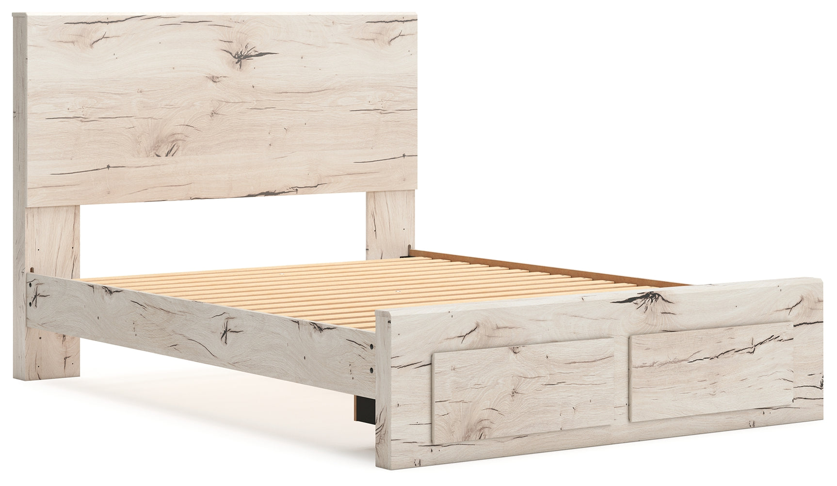 Lawroy queen panel storage bed in rustic white finish