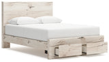 Lawroy queen panel storage bed in rustic white finish