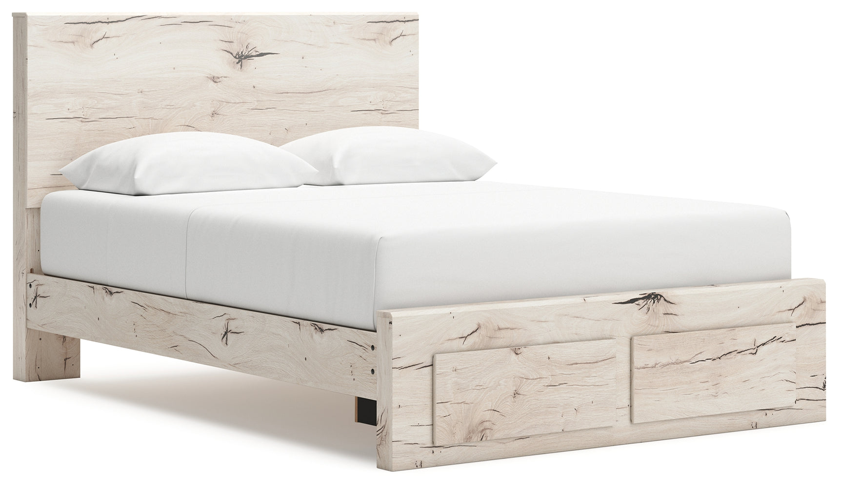 Lawroy queen panel storage bed in rustic white finish