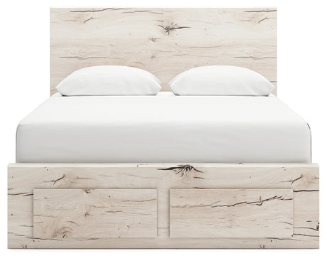 Lawroy queen panel storage bed in rustic white finish