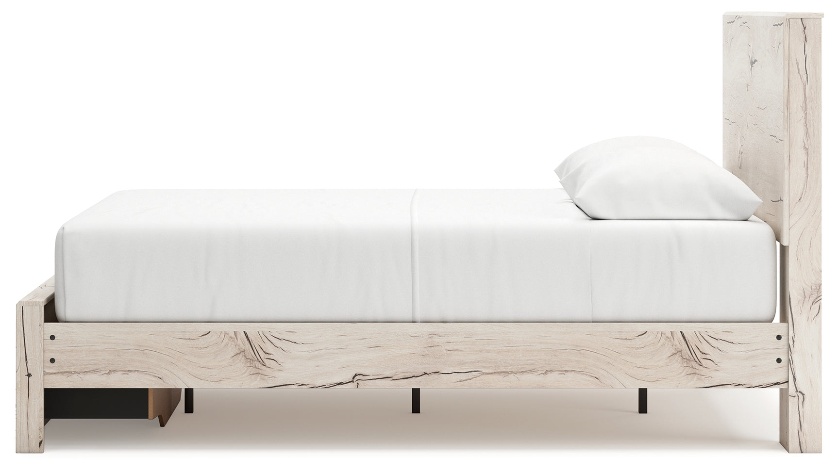 Lawroy queen panel storage bed in rustic white finish